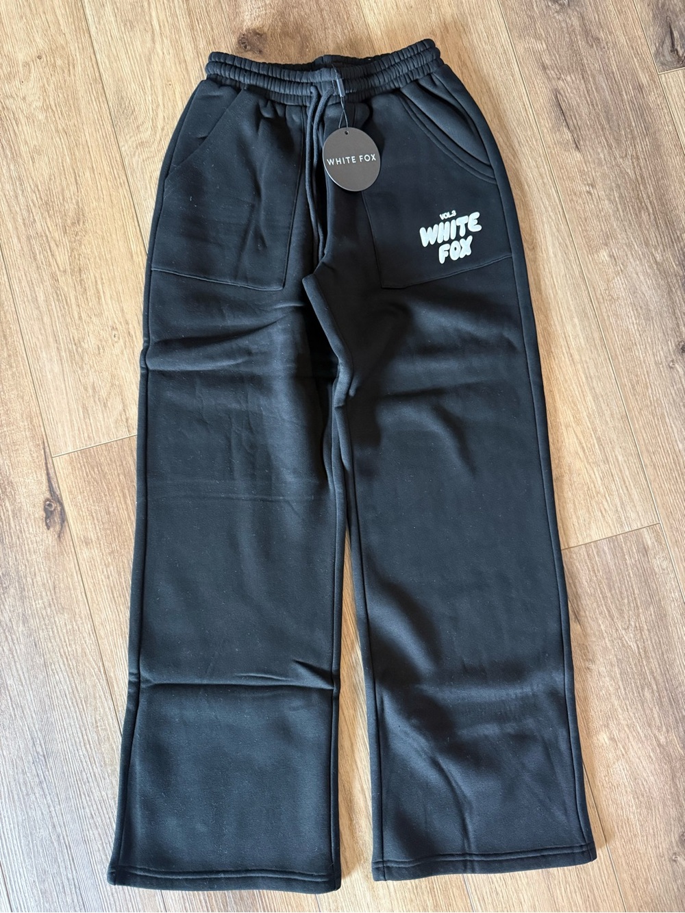 White Fox Boutique Black Wide-Leg Track Pants
